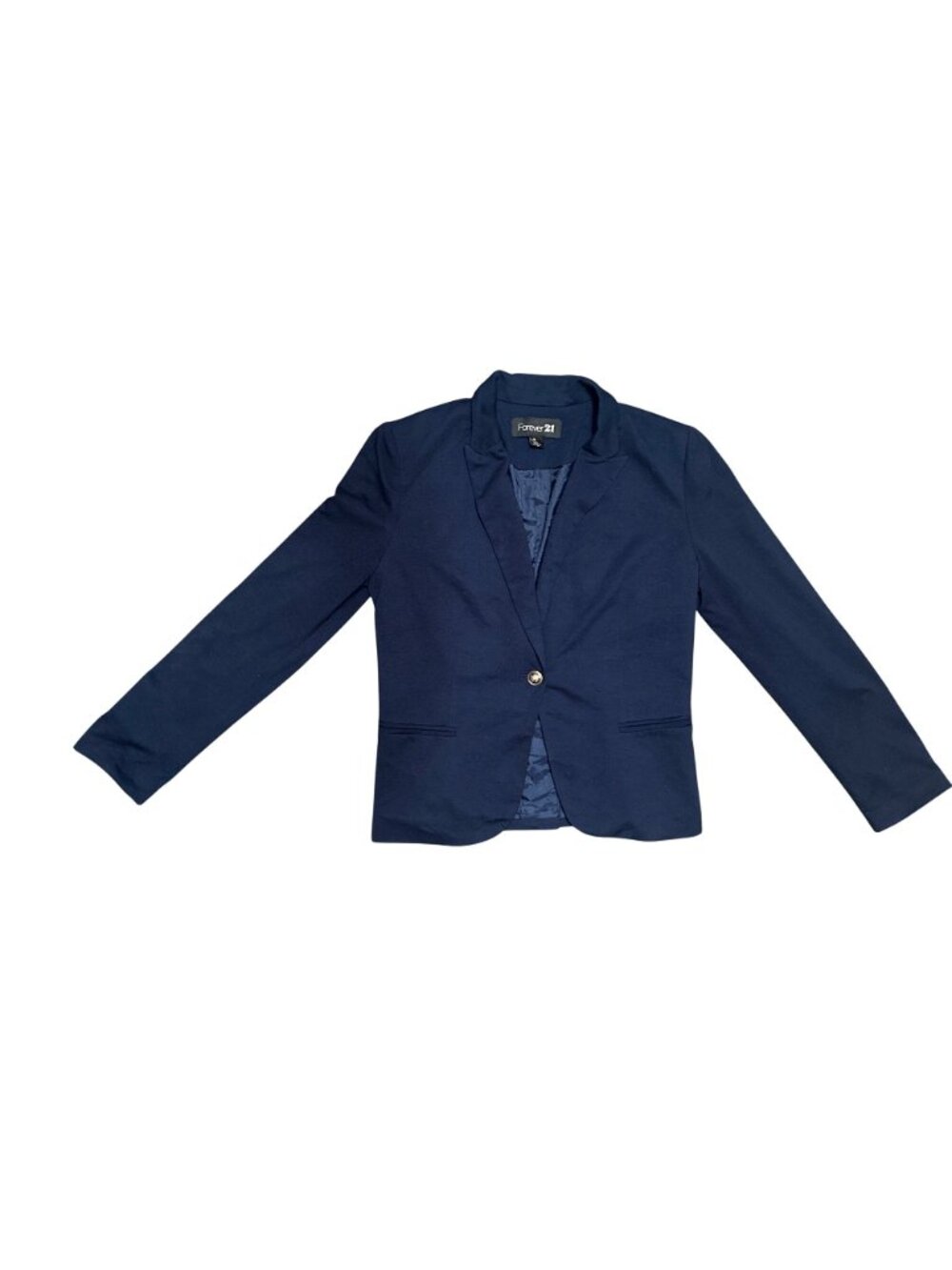 Forever 21 Size Large Navy One Button Blazer Career Office Tailored Polished Set - Picture 10 of 13